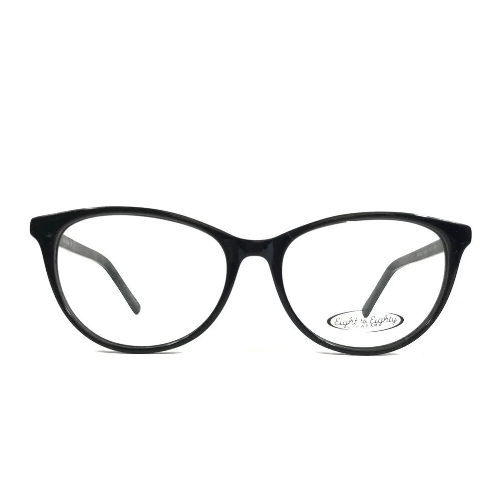 Eight to Eighty Eyeglasses Frames ADDISON BLACK Cat Eye Full Rim 53-17-140